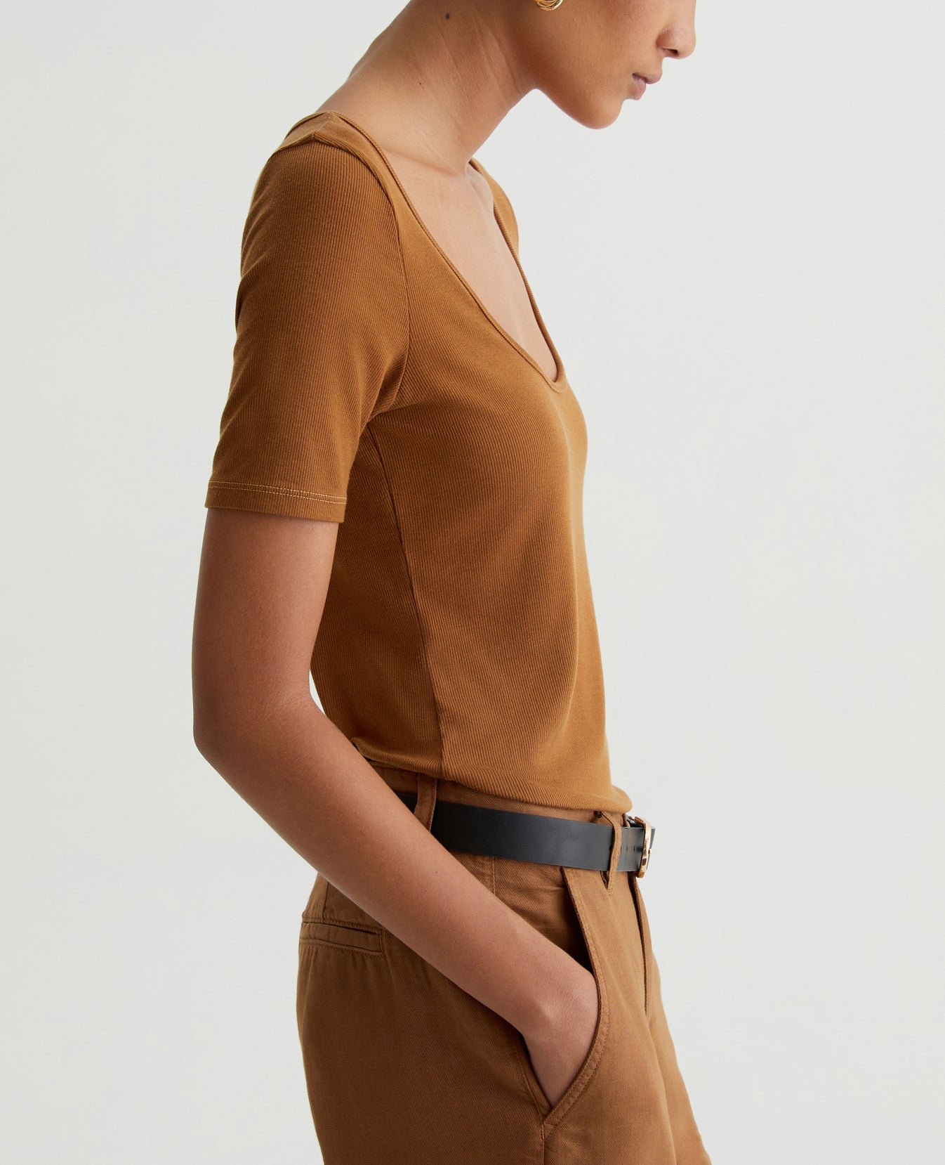 Jaxon Scoop Tree Bark Womens Top Photo 4