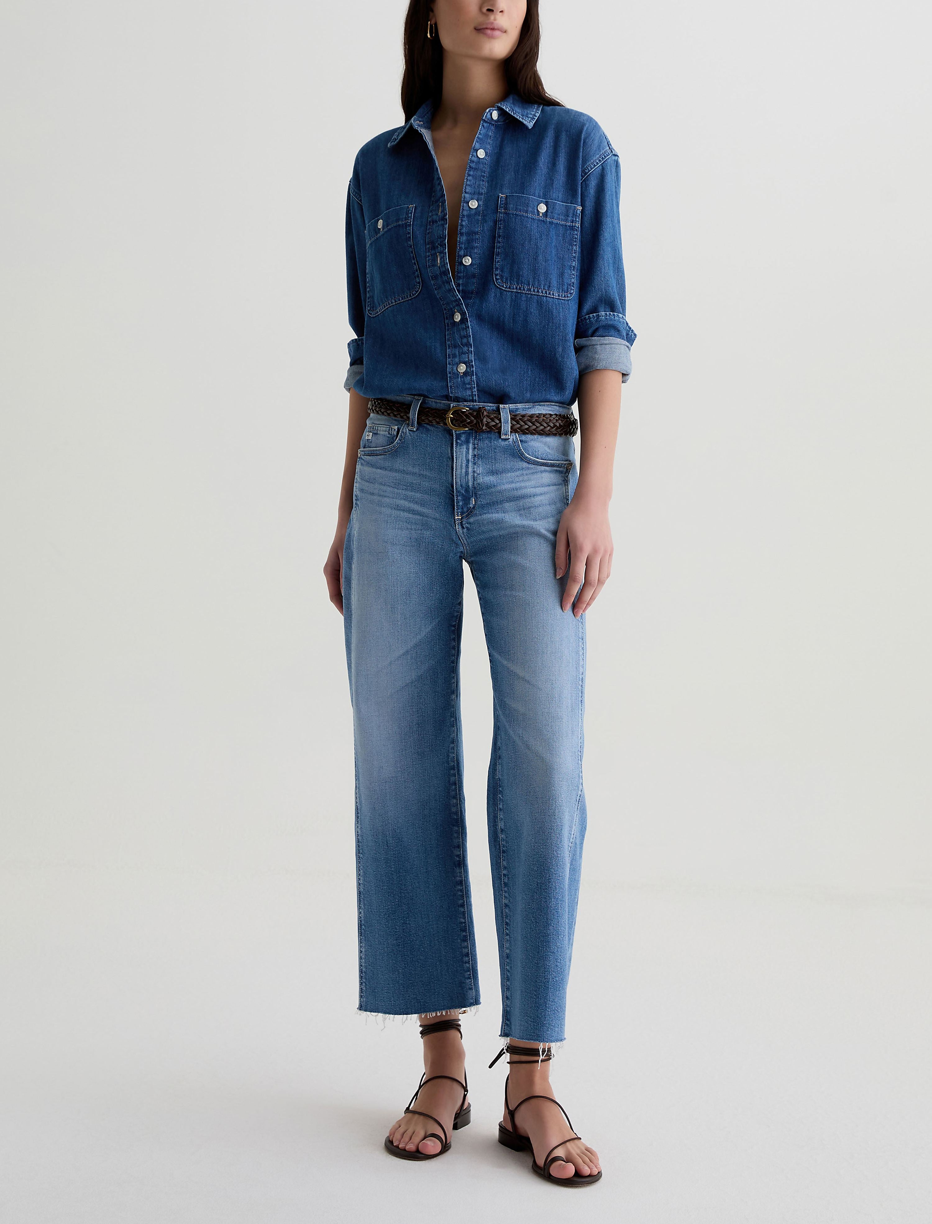 Saige Wide Leg Crop With Panel Rosarito Mid-Rise Paneled Fit Women Bottom Photo 1