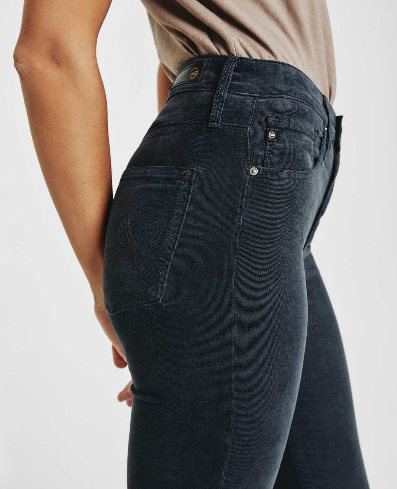 Farrah Skinny Twilight Canal Velvet Corduroy High-Rise Skinny Women Bottoms Photo 2