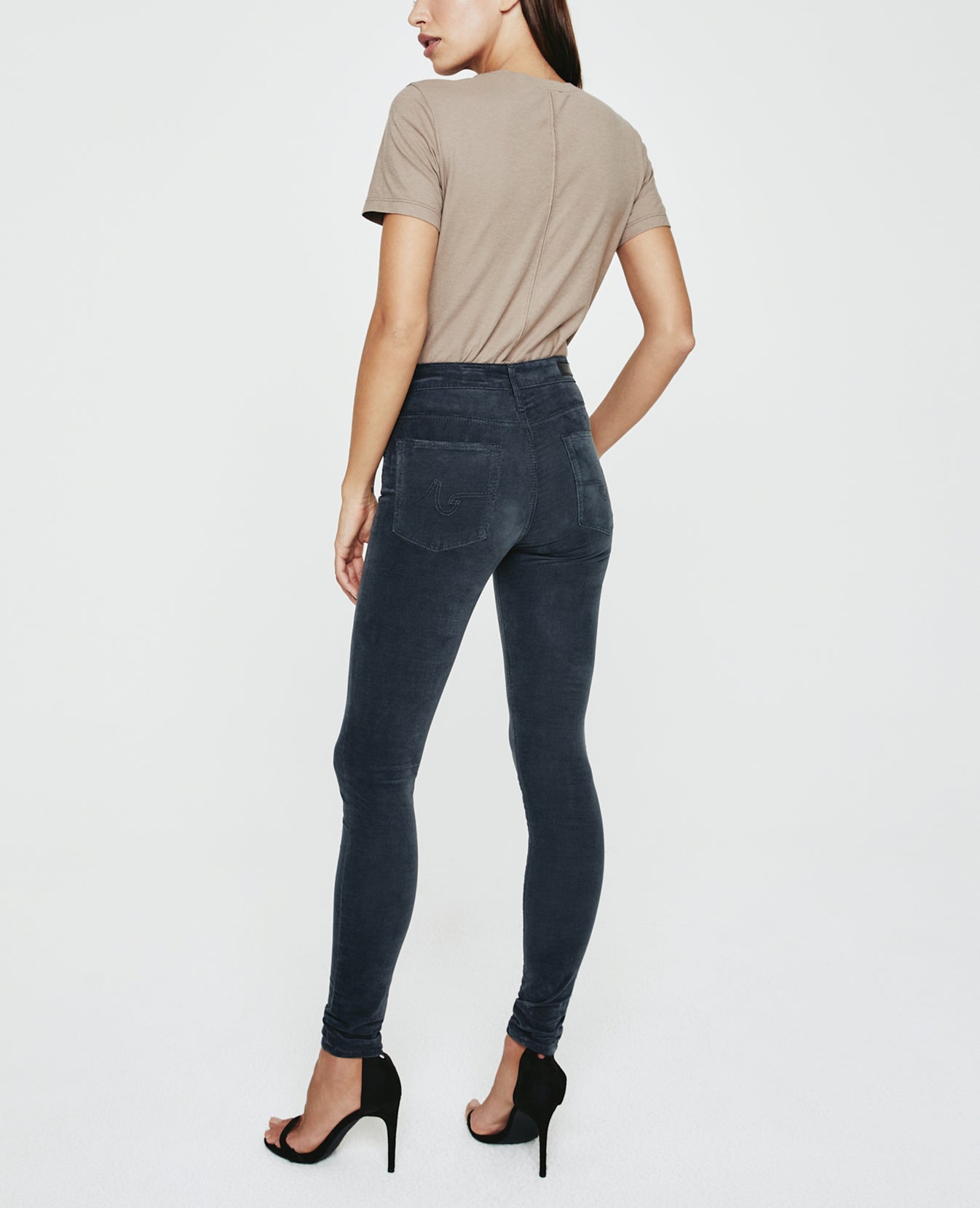 Farrah Skinny Twilight Canal Velvet Corduroy High-Rise Skinny Women Bottoms Photo 4