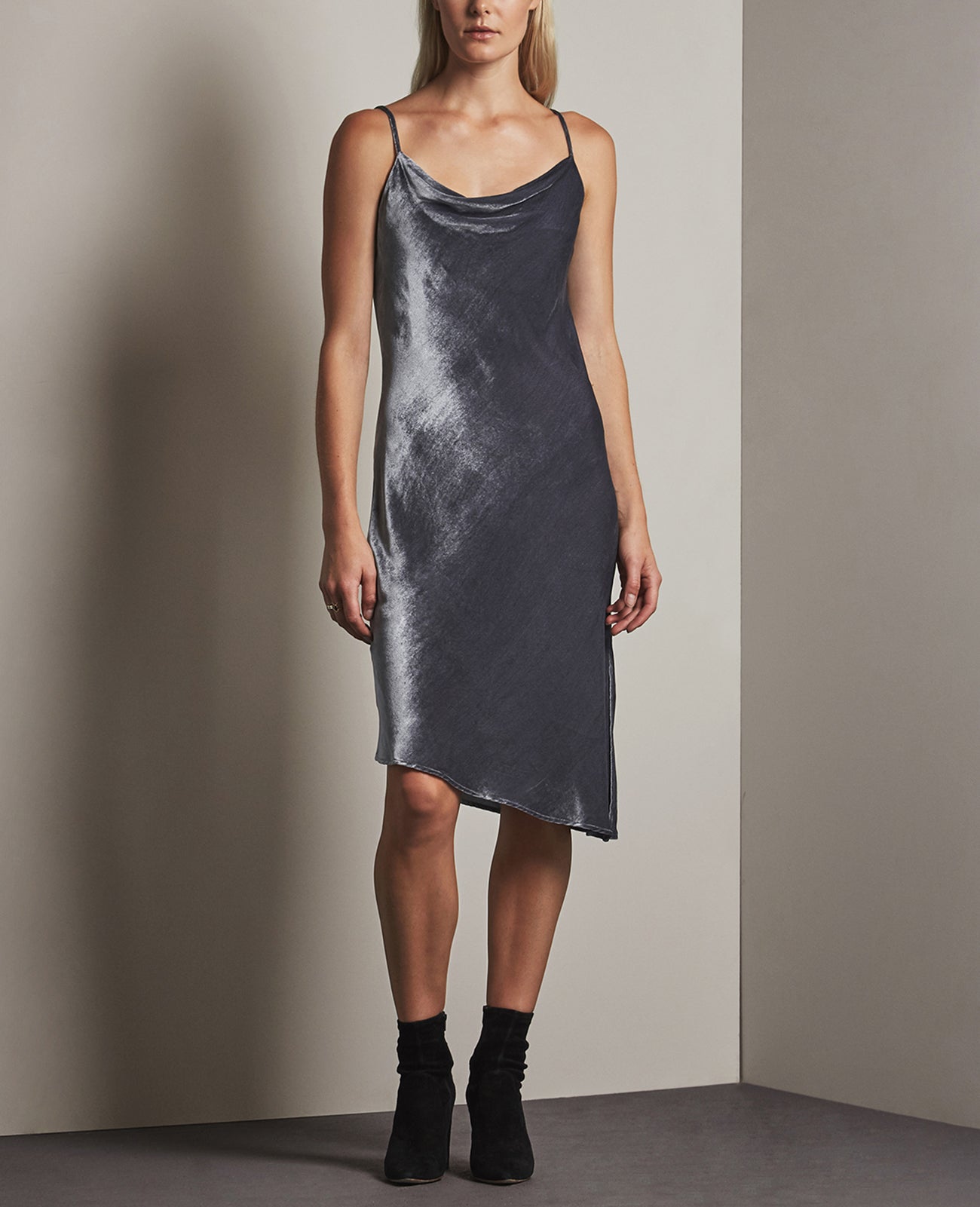Gia Dress Gray Silver Classic Slip Dress Women Onepiece Photo 1