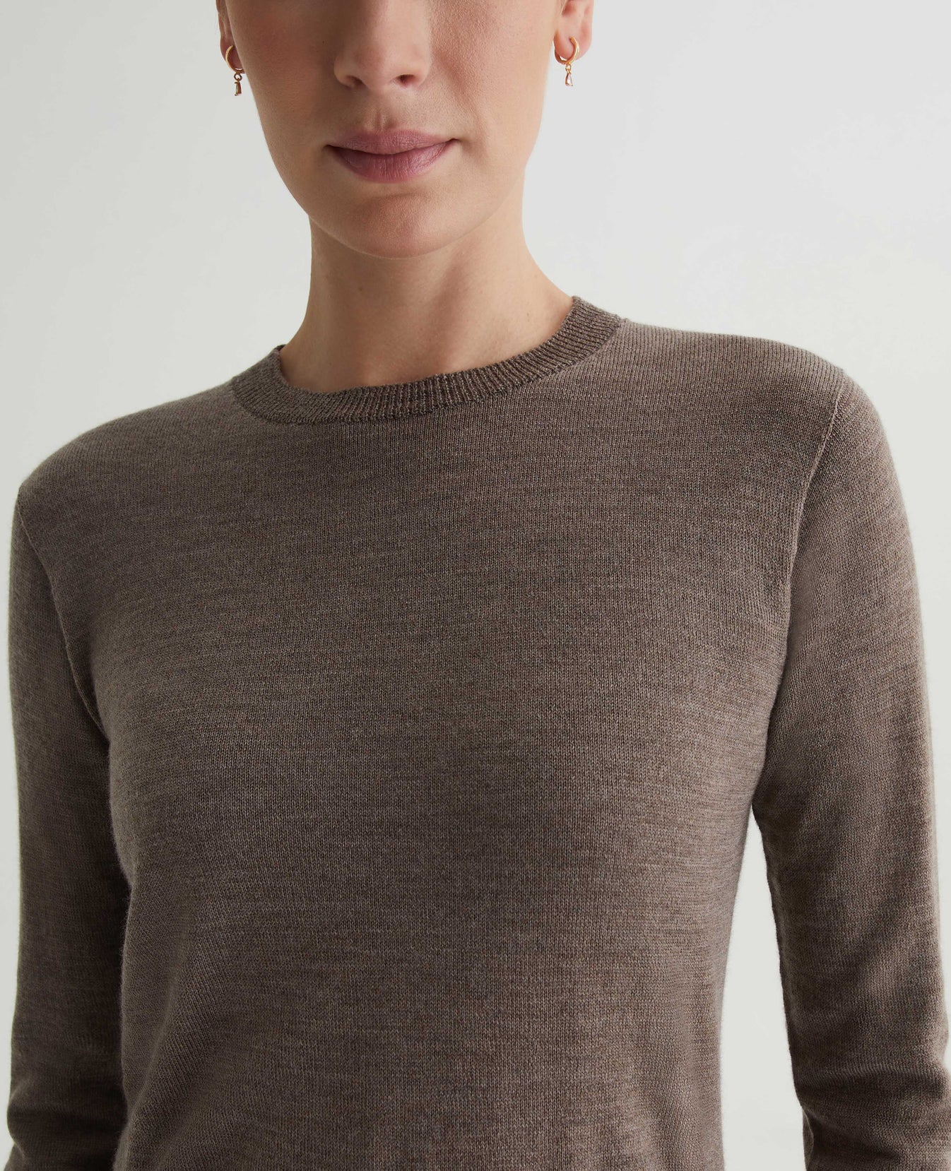 Zuri Crew Melange Taupe Womens Top Photo 3