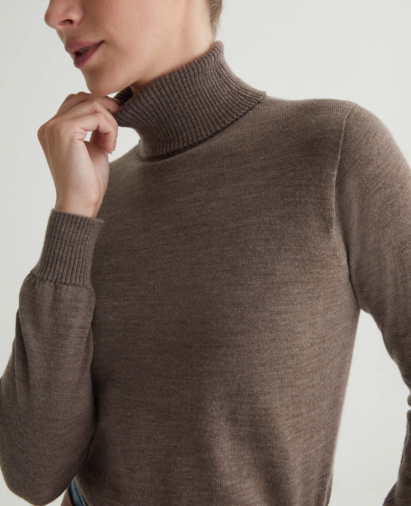 Zuri Turtleneck Melange Taupe Womens Top Photo 3