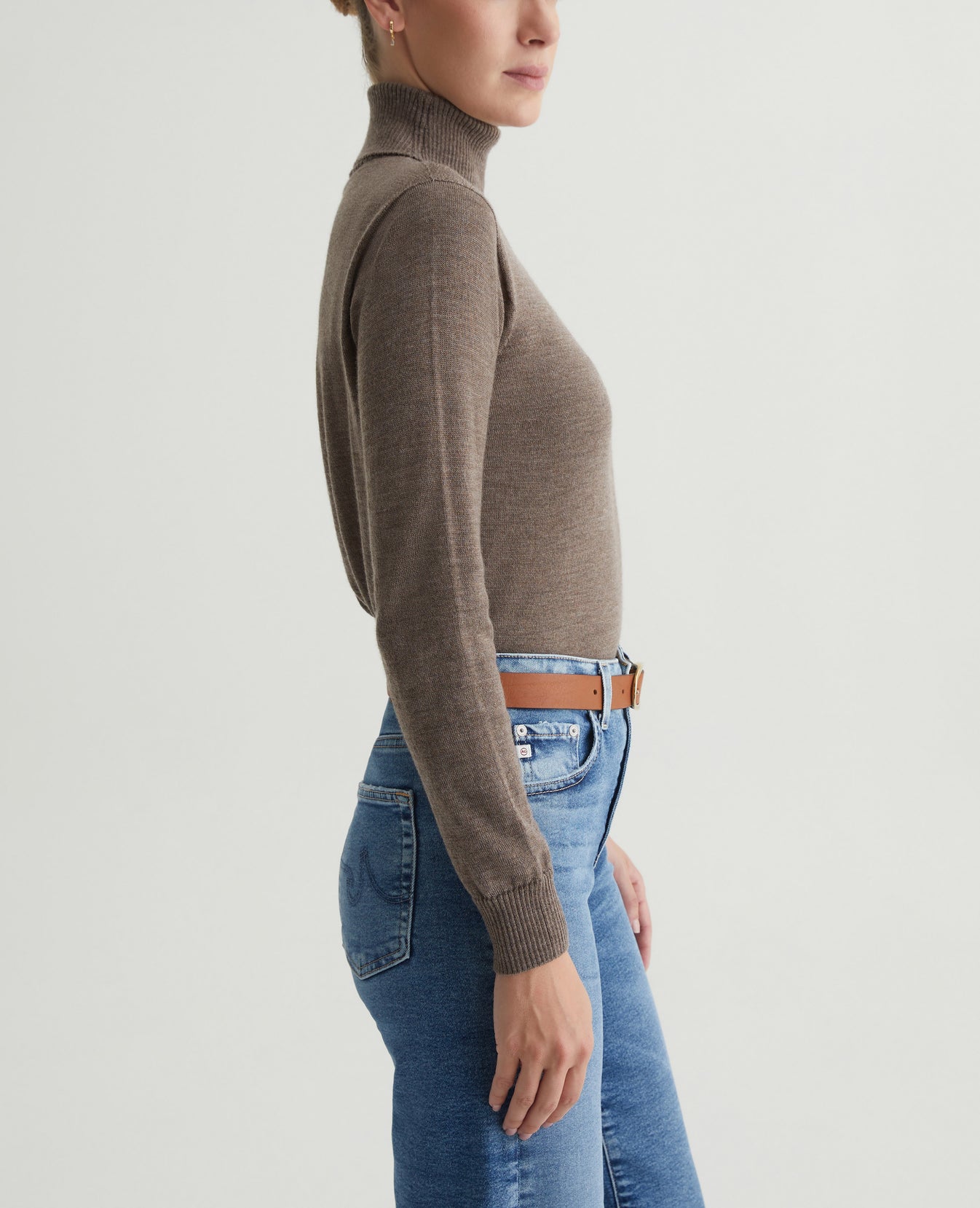 Zuri Turtleneck Melange Taupe Womens Top Photo 4