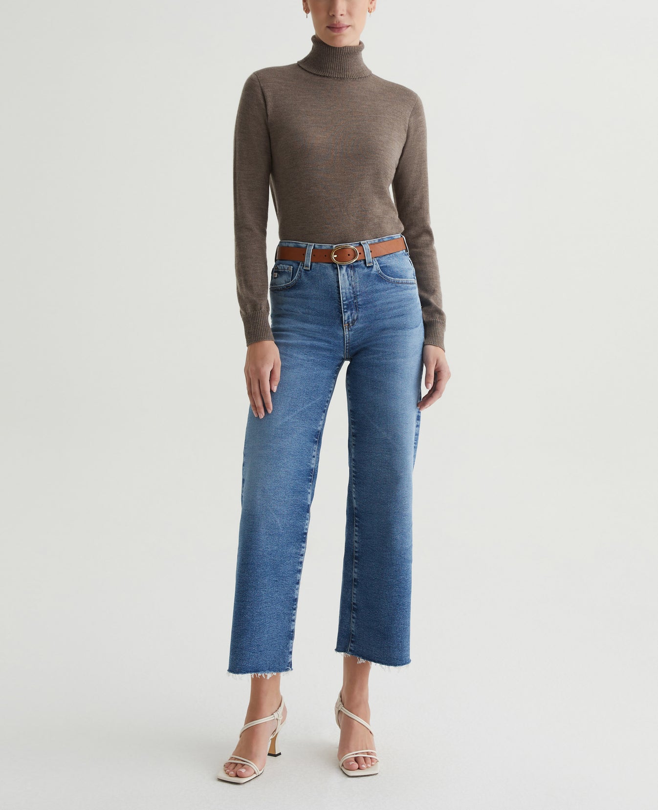 Zuri Turtleneck Melange Taupe Womens Top Photo 5