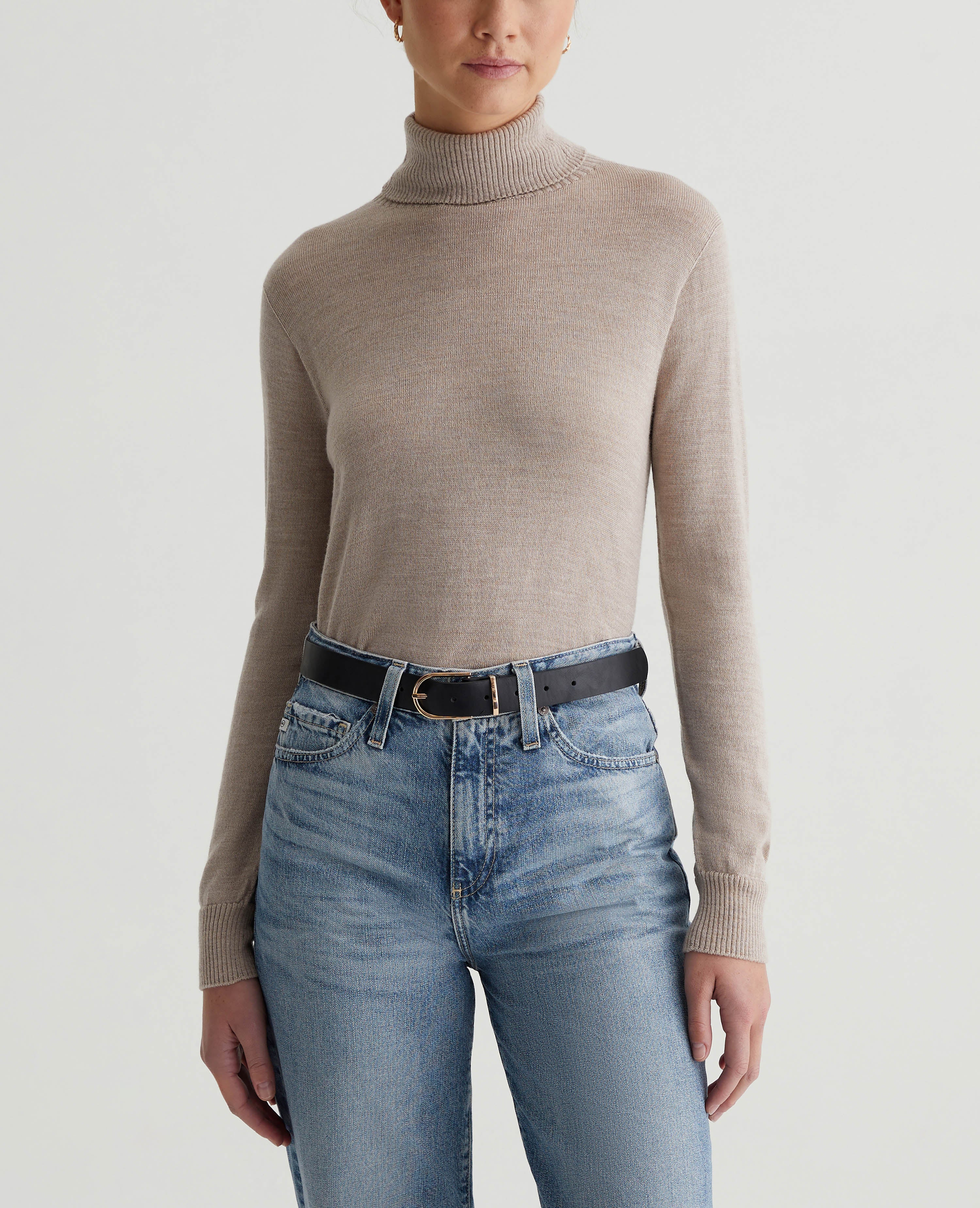 Womens Zuri Turtleneck Oat Milk
