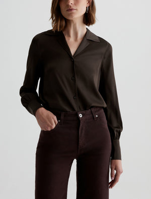 Valerie Blouse Rich Umber Notched Collar Blouse Women Top Photo 1